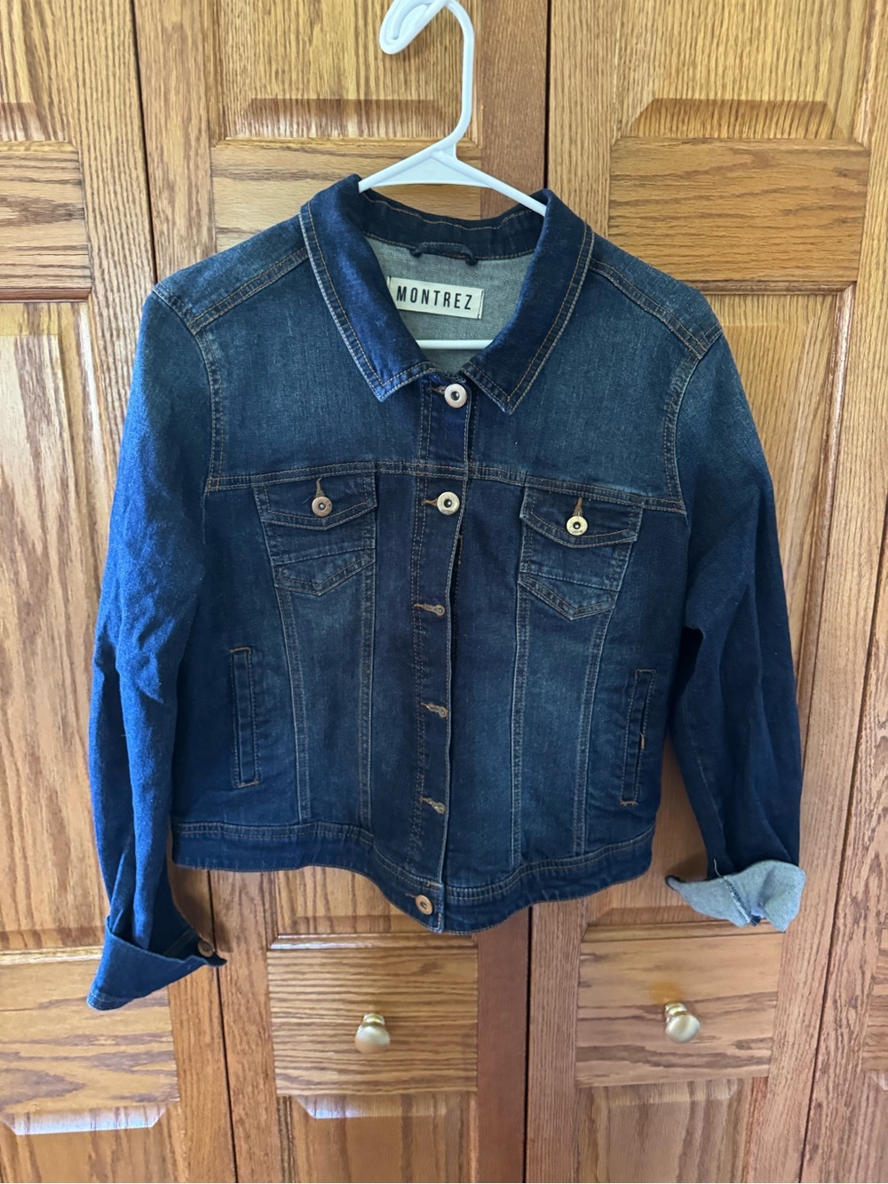 Dark Blue Denim Jacket with 'BRAVE' Bead Embellishment - Picture 3 of 5